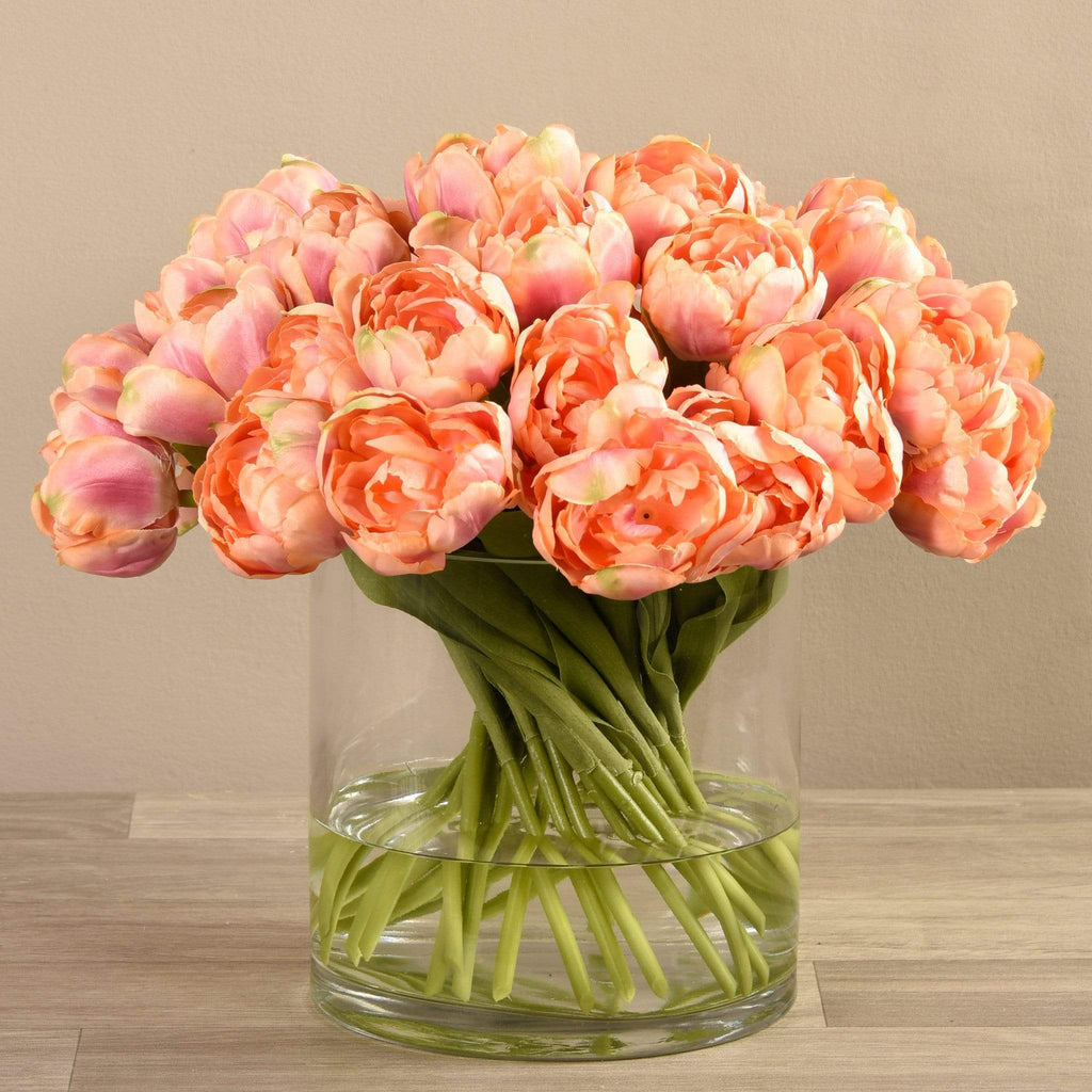 Artificial Tulips in Glass Vase - Bloomr