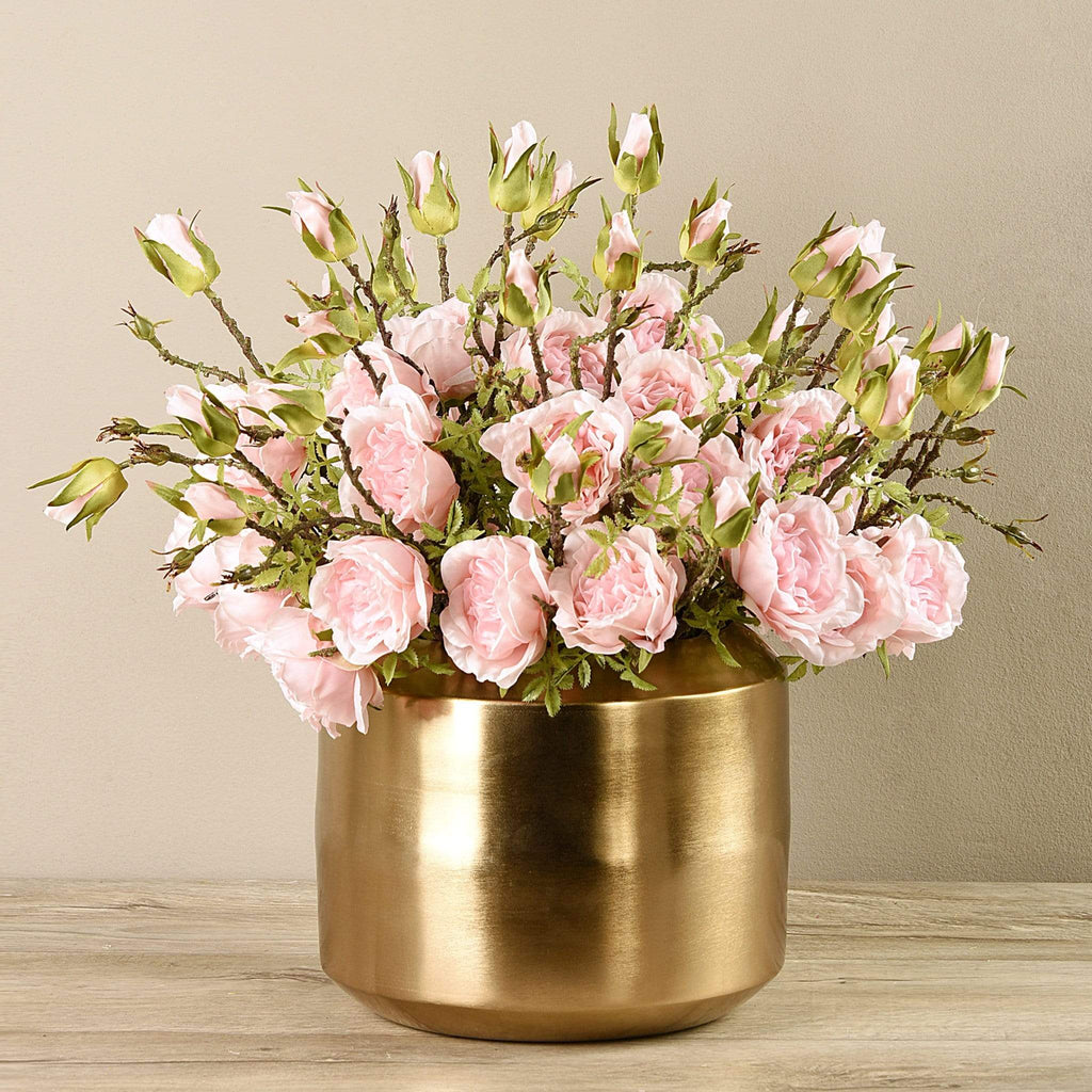 Artificial Rose Arrangement in Gold Vase - Bloomr