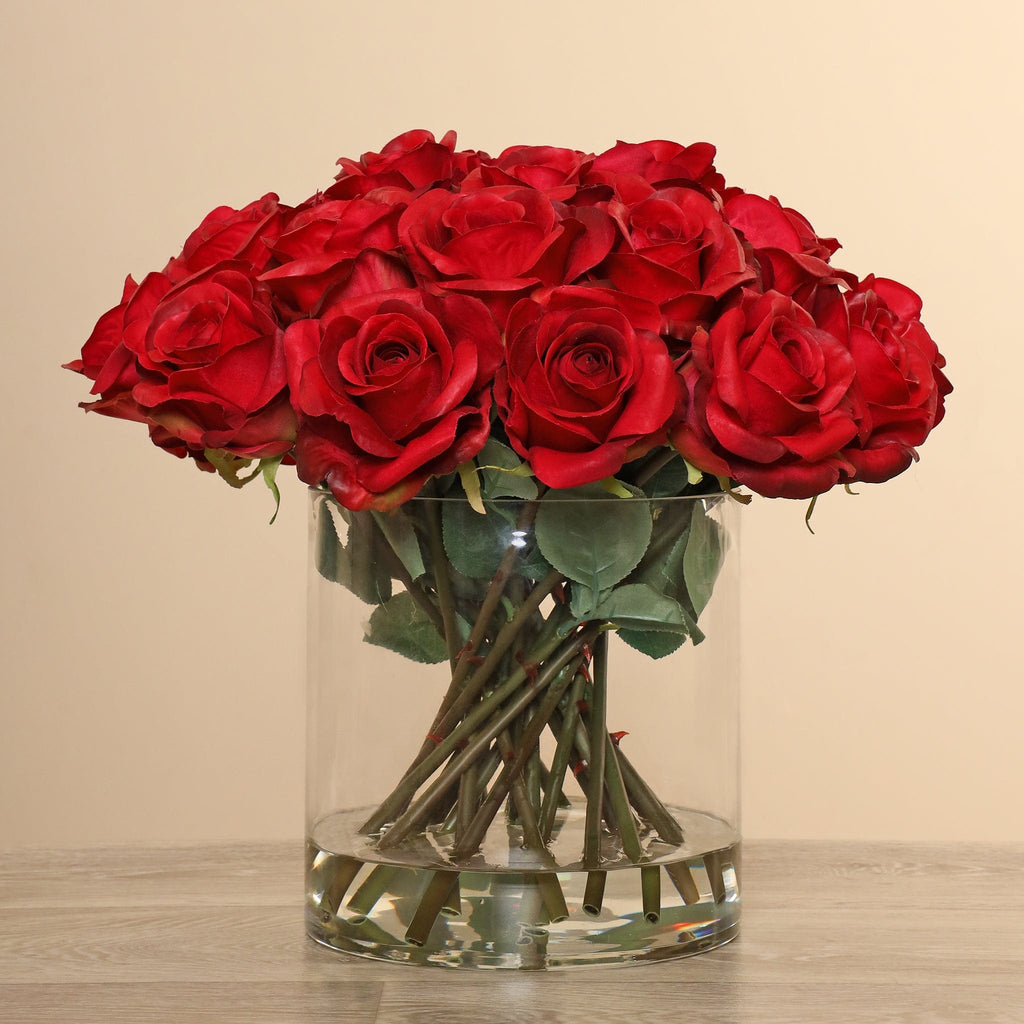 Artificial Rose Arrangement in Glass Vase - Bloomr