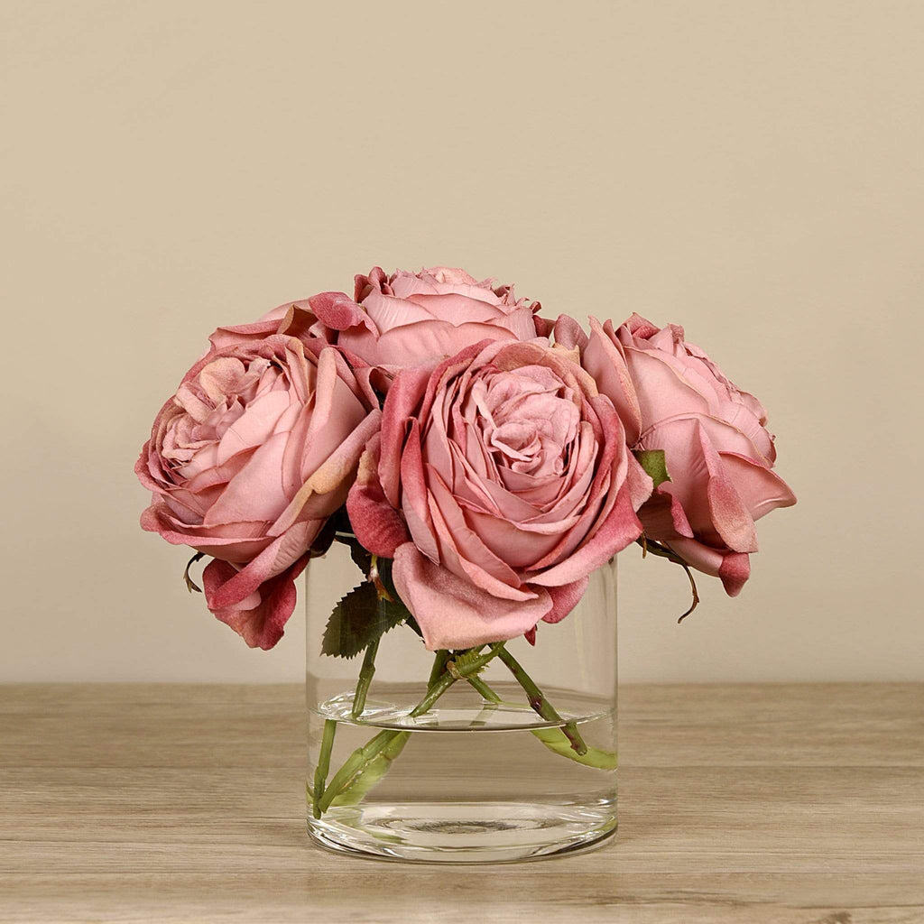 Artificial Rose Arrangement in Glass Vase - Bloomr