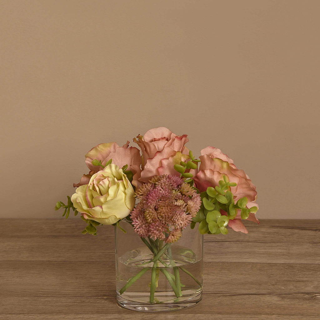 Rose & Eucalyptus Arrangement in Glass Vase - Bloomr