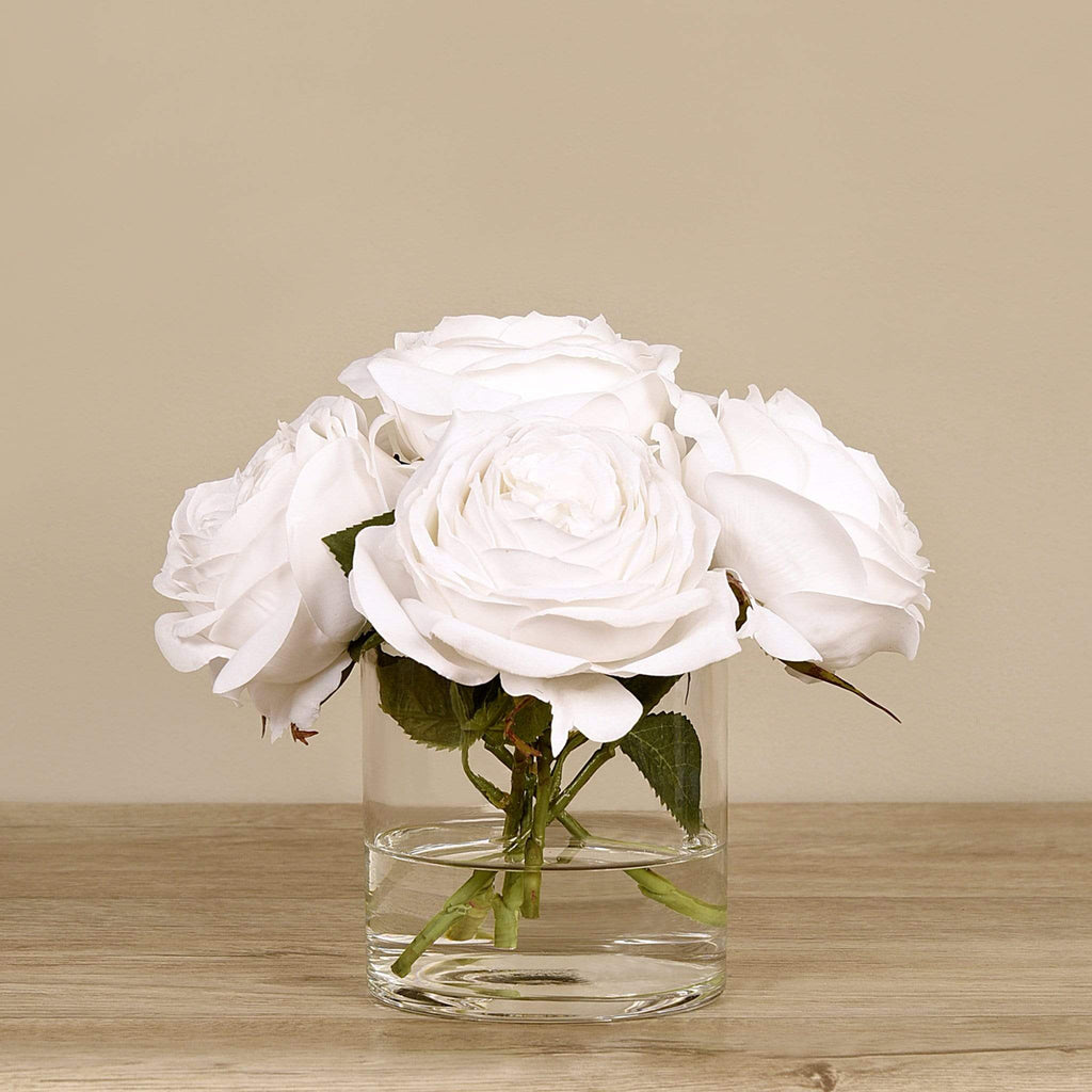 Artificial Rose Arrangement in Glass Vase - Bloomr