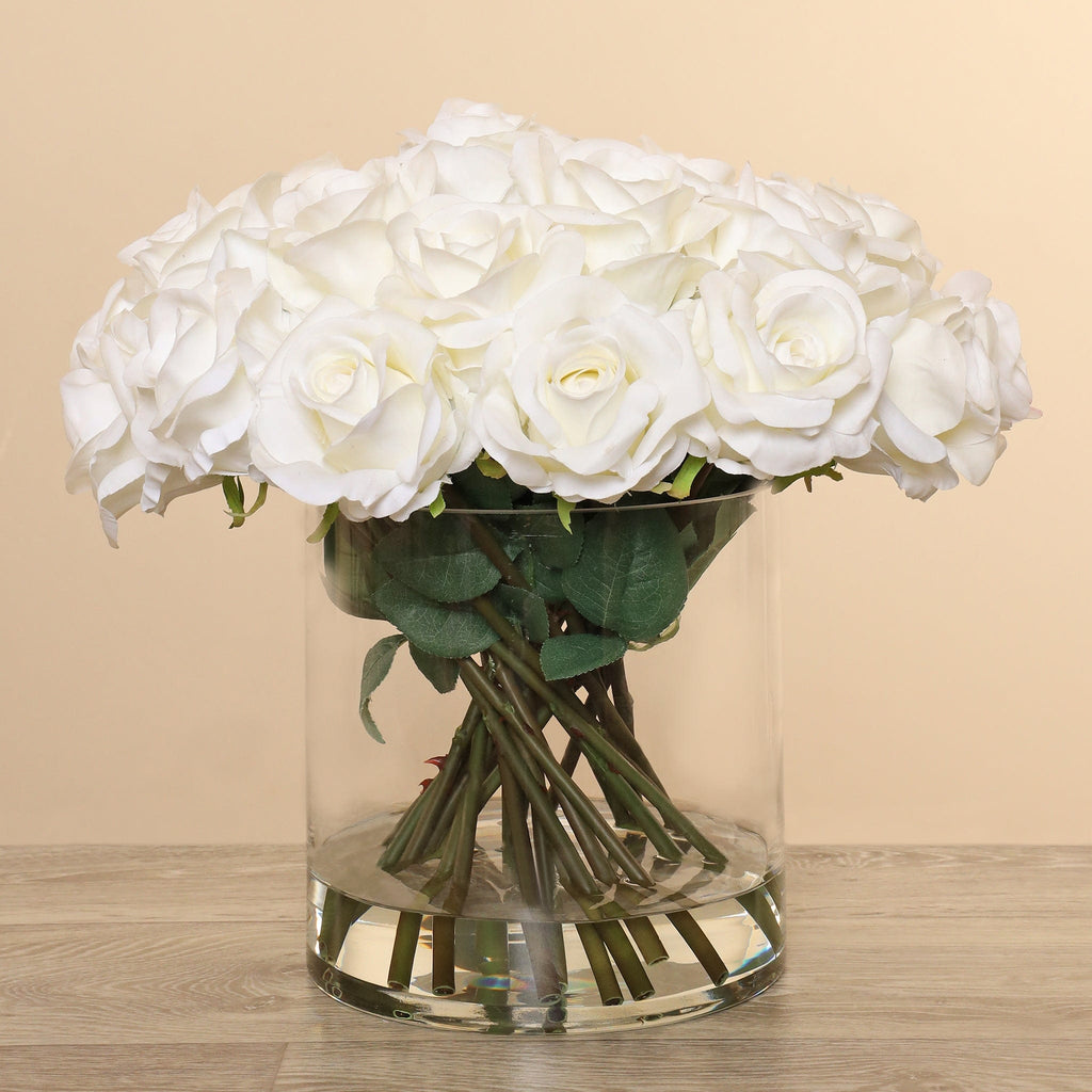 Artificial Rose Arrangement in Glass Vase - Bloomr