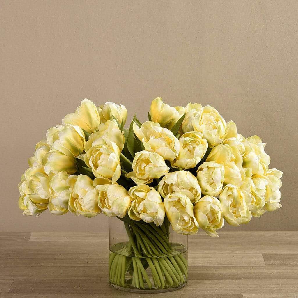 Artificial Tulips in Glass Vase - Bloomr