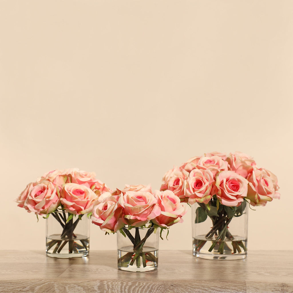 Artificial Rose Arrangement in Glass Vase - Bloomr