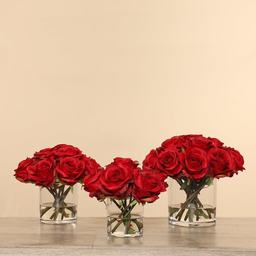 Artificial Rose Arrangement in Glass Vase - Bloomr