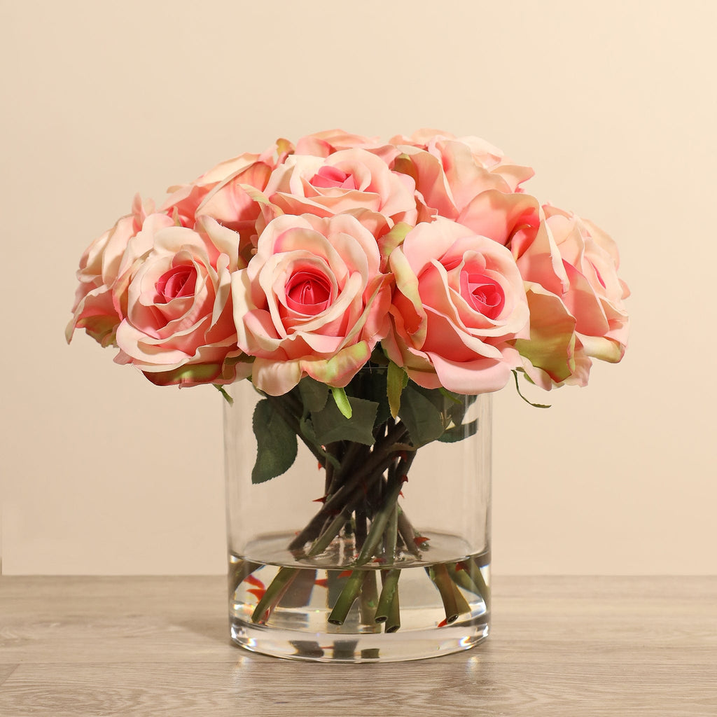 Artificial Rose Arrangement in Glass Vase - Bloomr