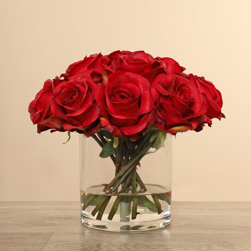 Artificial Rose Arrangement in Glass Vase - Bloomr