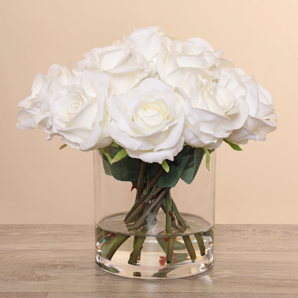 Artificial Rose Arrangement in Glass Vase - Bloomr