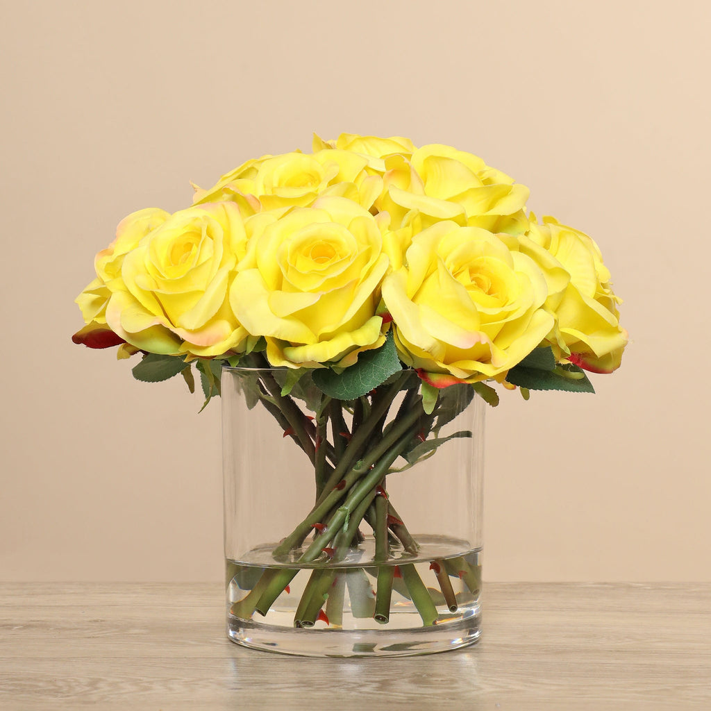 Artificial Rose Arrangement in Glass Vase - Bloomr