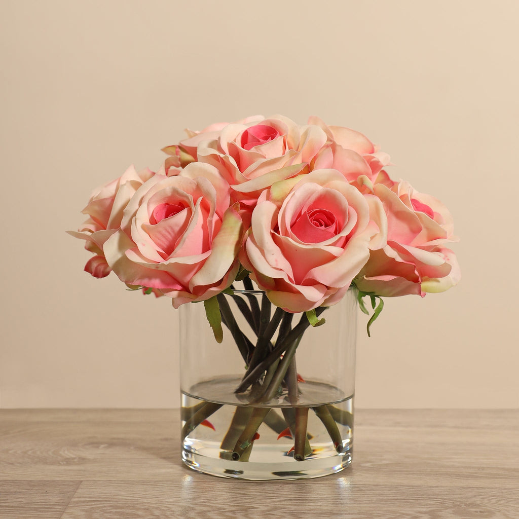 Artificial Rose Arrangement in Glass Vase - Bloomr