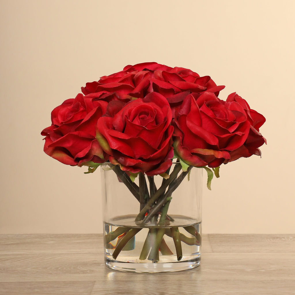 Artificial Rose Arrangement in Glass Vase - Bloomr