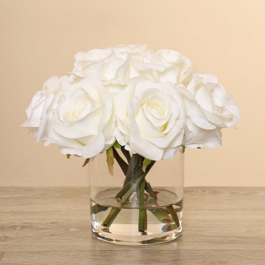 Artificial Rose Arrangement in Glass Vase - Bloomr