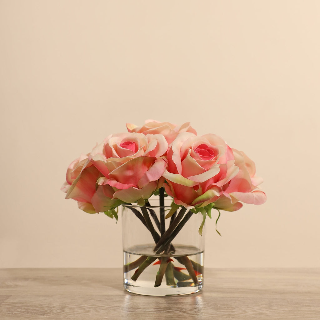 Artificial Rose Arrangement in Glass Vase - Bloomr