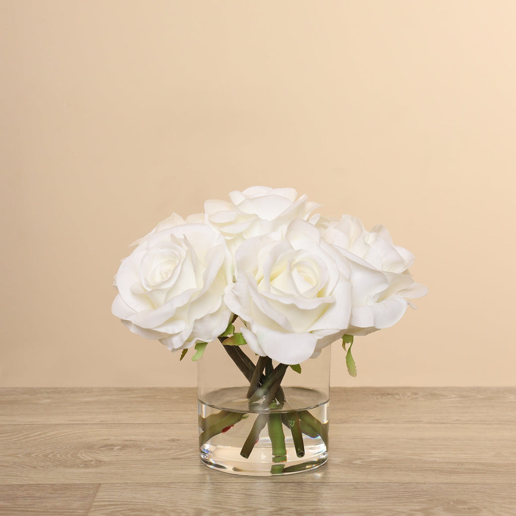 Artificial Rose Arrangement in Glass Vase - Bloomr