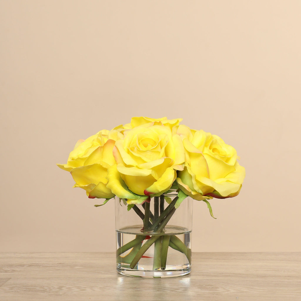 Artificial Rose Arrangement in Glass Vase - Bloomr