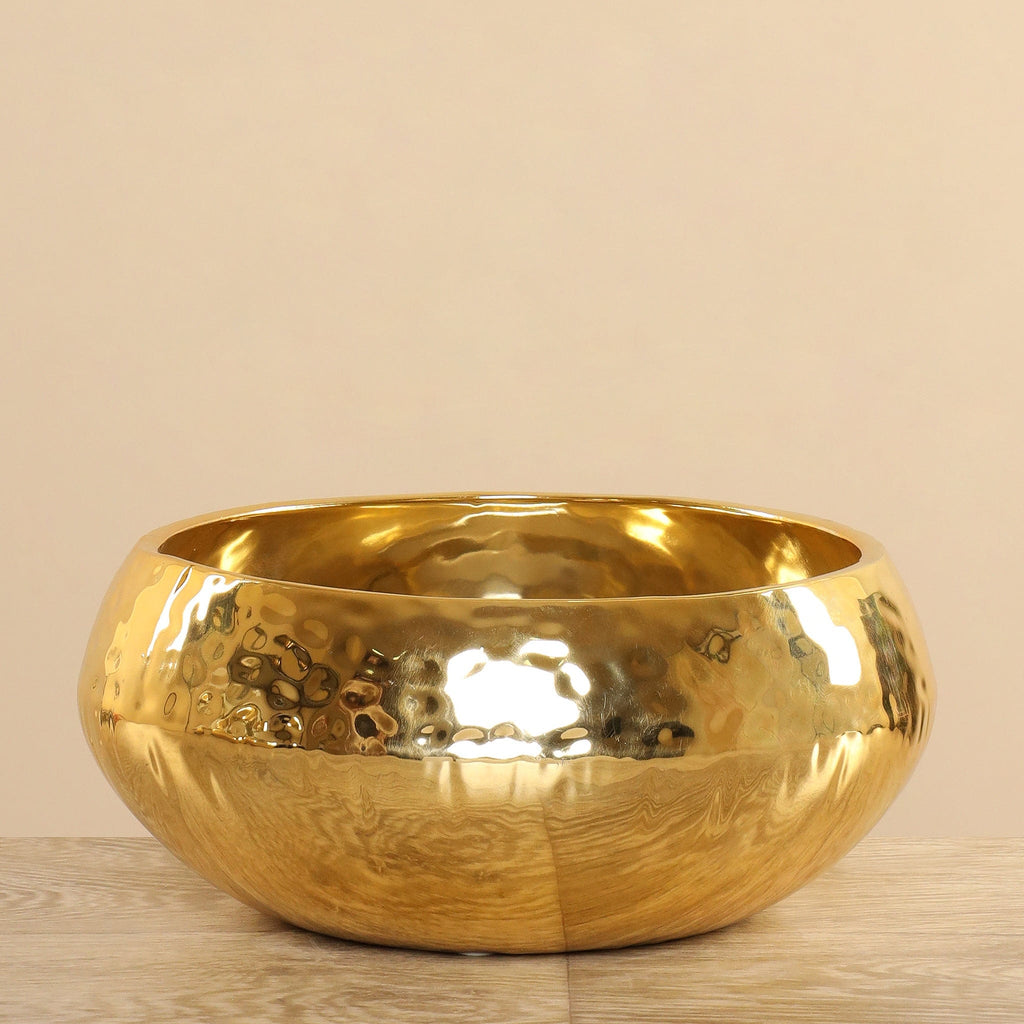 Round Ceramic Gold Pot - Bloomr